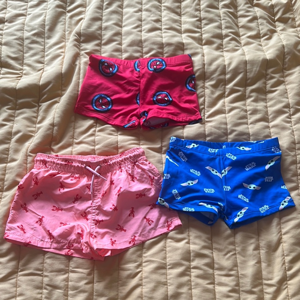 Zara Set of Three Graphic Shorts in Red, Pink, and Blue